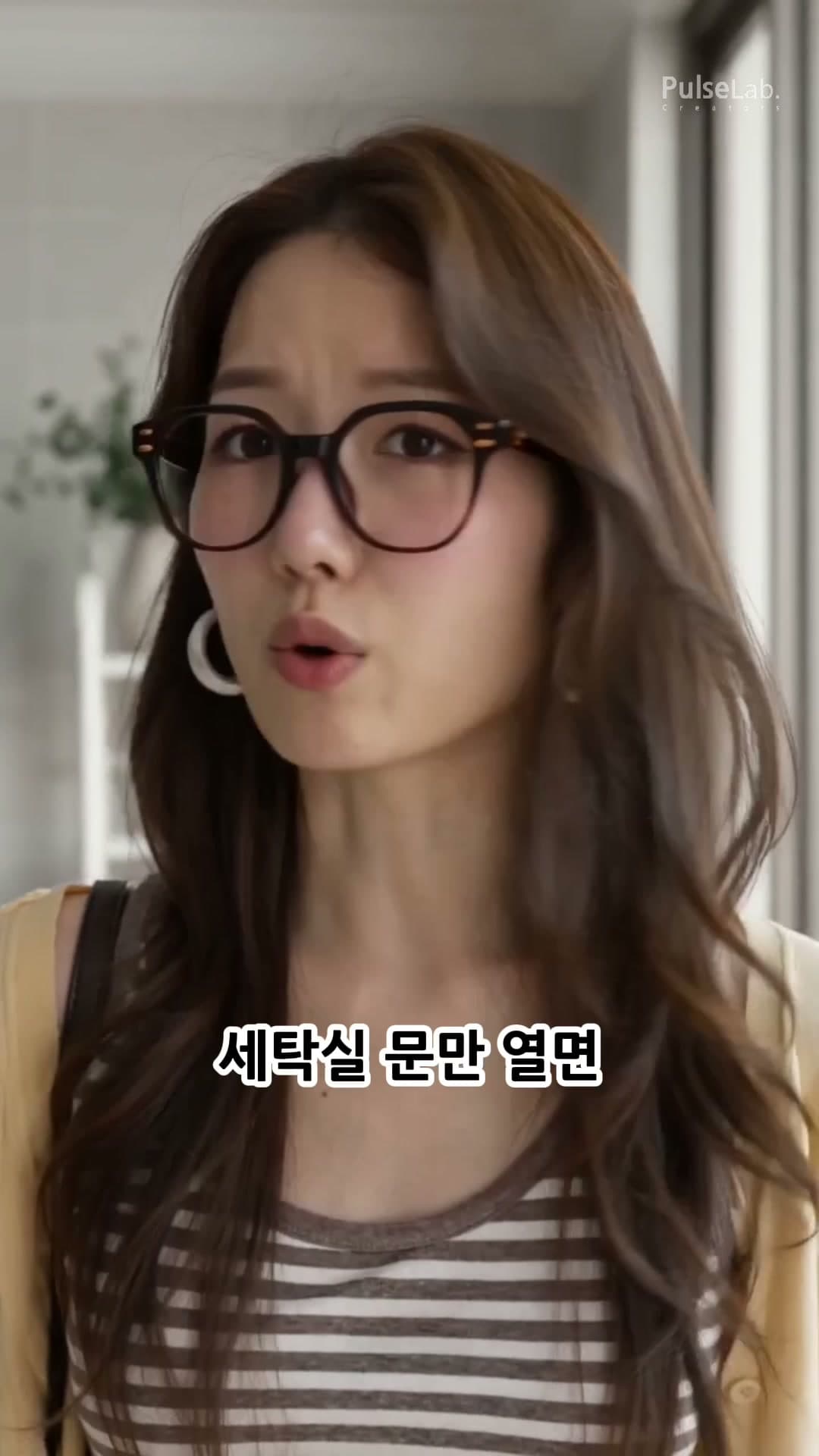 모델이 세탁실의 불편을 말하는 디프 광고 장면